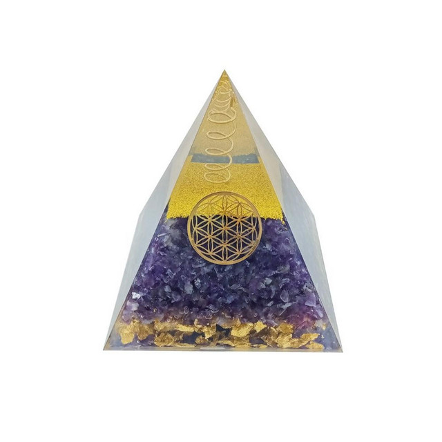 Pyramide Orgonite Améthyste Fleur de vie -  - Omsaé