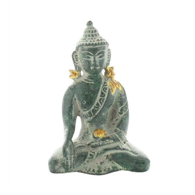 Statuette Bouddha Varada Mudra en Laiton Vert antique -  - Omsaé
