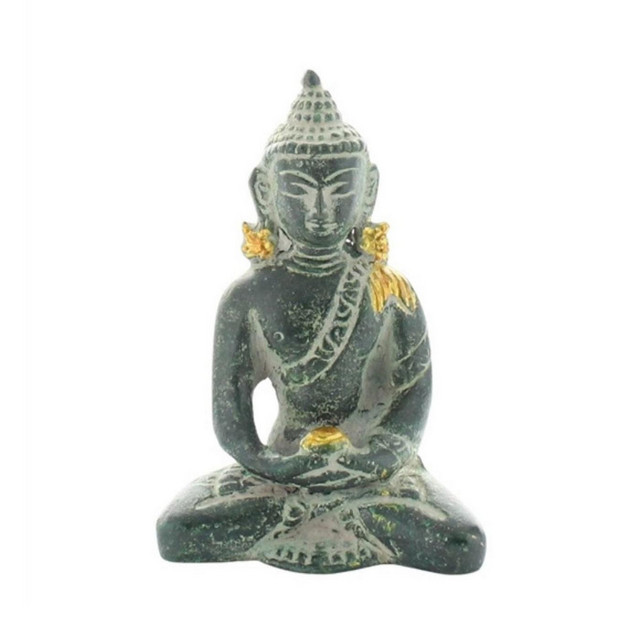 Statuette Bouddha Dhyana Mudra en Laiton vert antique -  - Omsaé