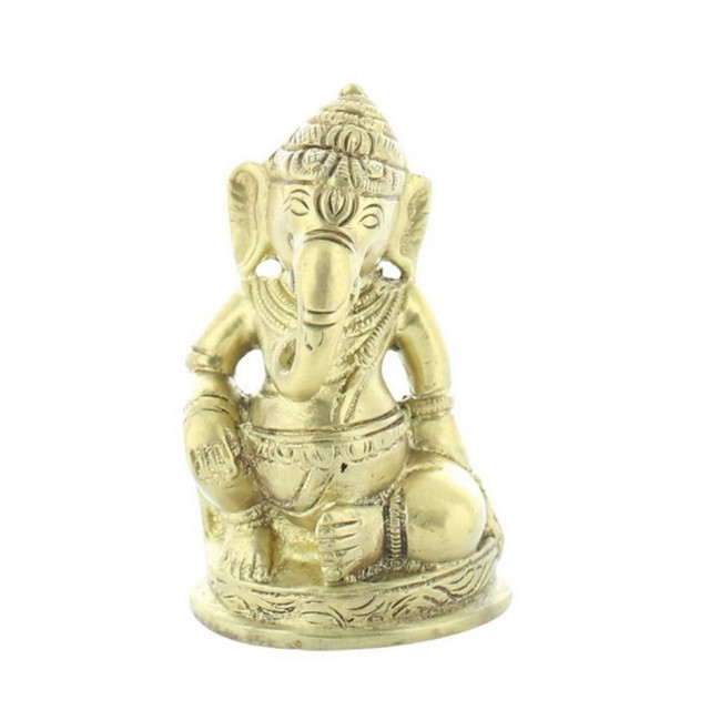 Statuette Ganesh assis en Laiton doré -  - Omsaé