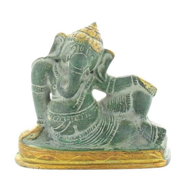 Statuette Ganesh allongé en Laiton vert antique -  - Omsaé