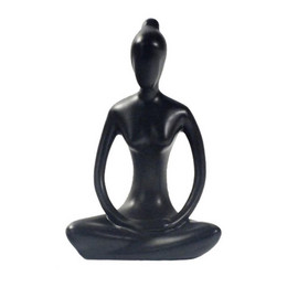 Statuette en Porcelaine Posture du Lotus Dhyana Mudra Noir -  - Omsaé